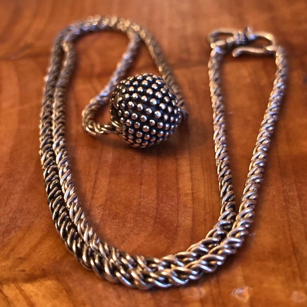 Vintage Silpada Sterling Silver Popcorn Ball Pendant Necklace N1227